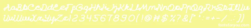 CatatanHarianBold-Schriftart – Weiße Schriften auf gelbem Hintergrund