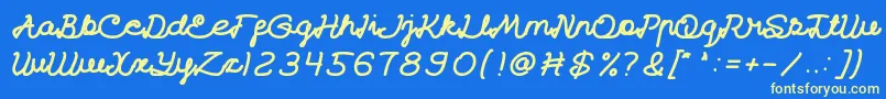 CatatanHarianBold Font – Yellow Fonts on Blue Background