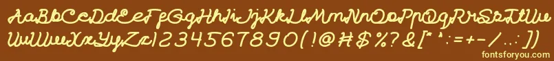 CatatanHarianBold-fontti – keltaiset fontit ruskealla taustalla