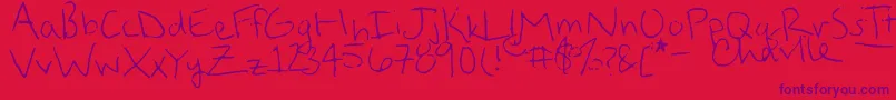 StraightUpZody Font – Purple Fonts on Red Background