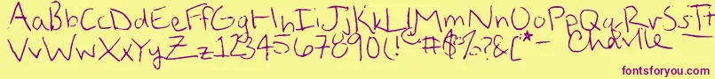 StraightUpZody Font – Purple Fonts on Yellow Background