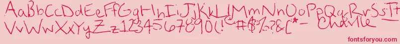 StraightUpZody Font – Red Fonts on Pink Background