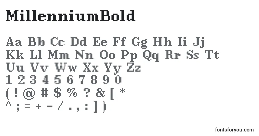 Шрифт MillenniumBold – алфавит, цифры, специальные символы