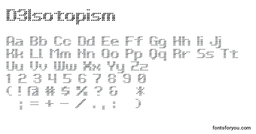 Fuente D3Isotopism - alfabeto, números, caracteres especiales