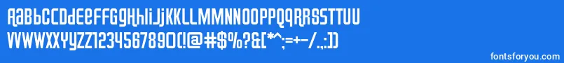 Airport-Schriftart – Weiße Schriften auf blauem Hintergrund