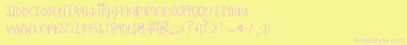 Whoababy-Schriftart – Rosa Schriften auf gelbem Hintergrund