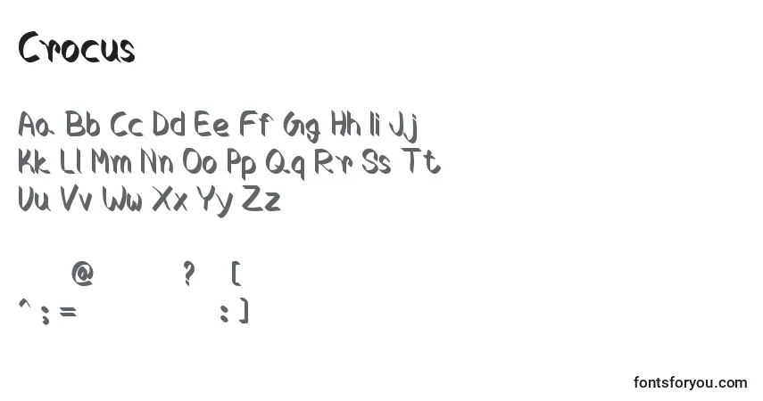Schriftart Crocus (92282) – Alphabet, Zahlen, spezielle Symbole