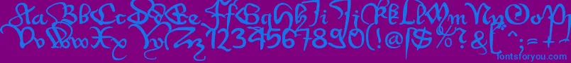 WirwenzlawRough-Schriftart – Blaue Schriften auf violettem Hintergrund