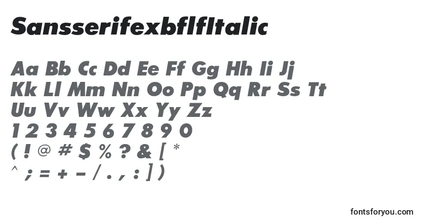 A fonte SansserifexbflfItalic – alfabeto, números, caracteres especiais