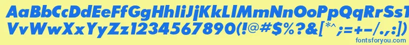 SansserifexbflfItalic-Schriftart – Blaue Schriften auf gelbem Hintergrund