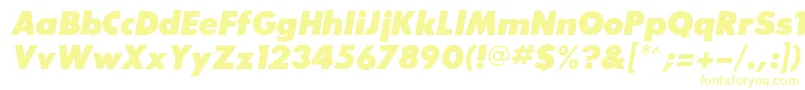 SansserifexbflfItalic-Schriftart – Gelbe Schriften auf weißem Hintergrund