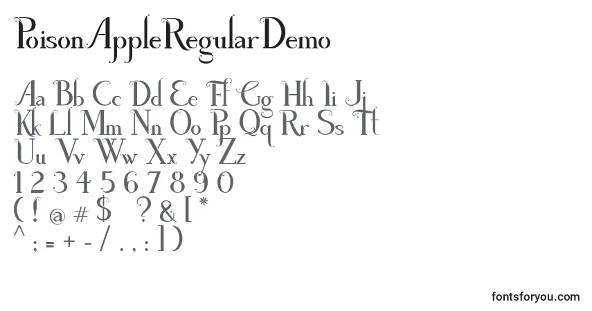 Schriftart PoisonAppleRegularDemo – Alphabet, Zahlen, spezielle Symbole