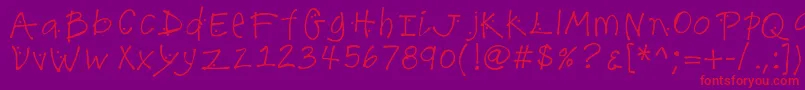 K26lilacmist-Schriftart – Rote Schriften auf violettem Hintergrund