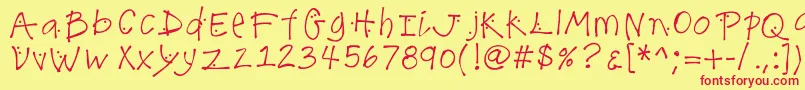 K26lilacmist Font – Red Fonts on Yellow Background