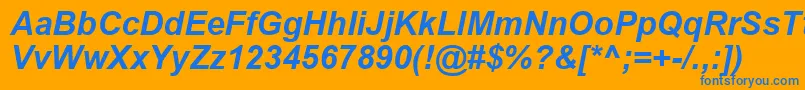 フォントArialBoldItalic – オレンジの背景に青い文字