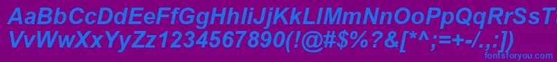 フォントArialBoldItalic – 紫色の背景に青い文字