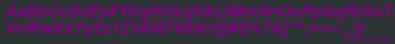 Czcionka ArialBoldItalic – fioletowe czcionki na czarnym tle