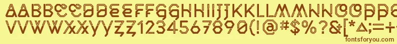 MiddlecaseNextInline Font – Brown Fonts on Yellow Background