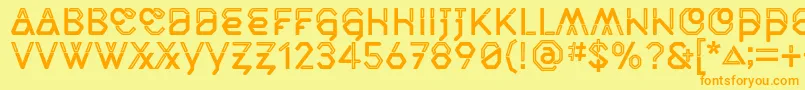 フォントMiddlecaseNextInline – オレンジの文字が黄色の背景にあります。