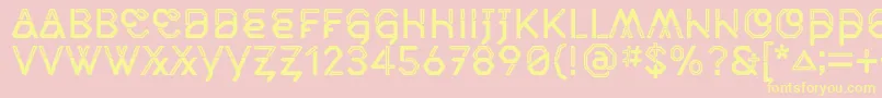 MiddlecaseNextInline-Schriftart – Gelbe Schriften auf rosa Hintergrund