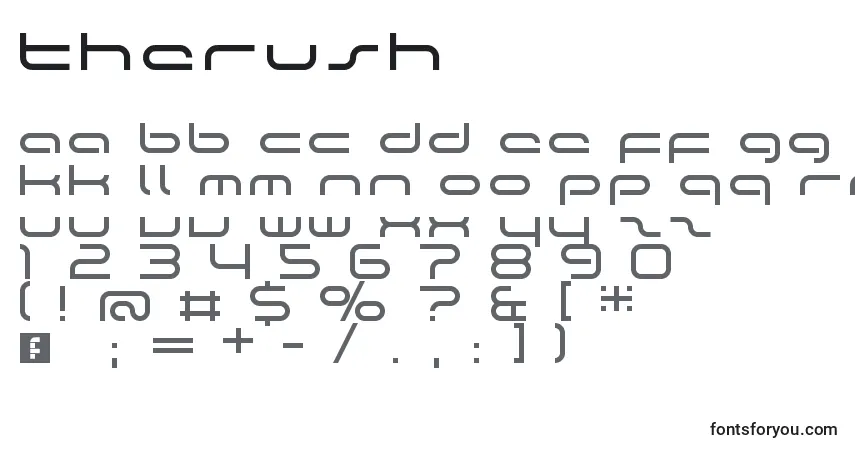 TheRush-fontti – aakkoset, numerot, erikoismerkit