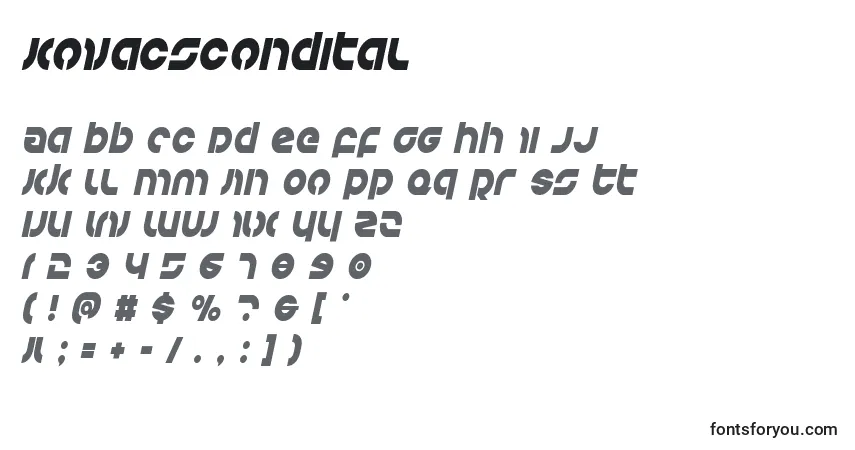 Шрифт Kovacscondital – алфавит, цифры, специальные символы