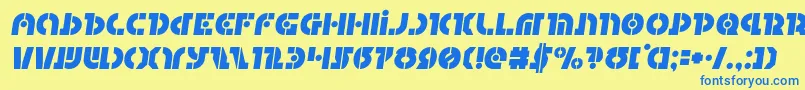 フォントQuestloksemital – 青い文字が黄色の背景にあります。