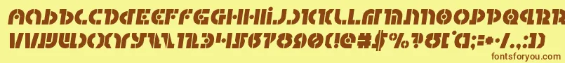 フォントQuestloksemital – 茶色の文字が黄色の背景にあります。