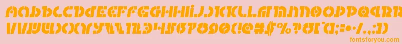 フォントQuestloksemital – オレンジの文字がピンクの背景にあります。