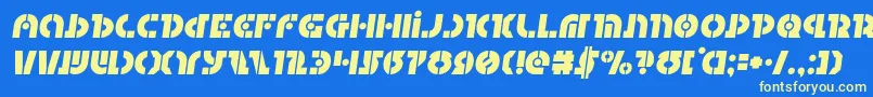 フォントQuestloksemital – 黄色の文字、青い背景