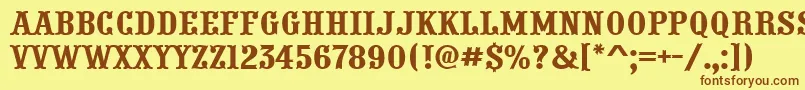 フォントAPresentum – 茶色の文字が黄色の背景にあります。