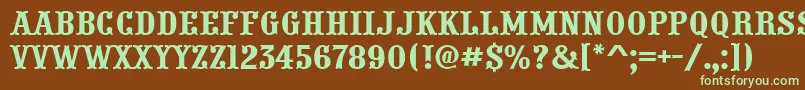 フォントAPresentum – 緑色の文字が茶色の背景にあります。
