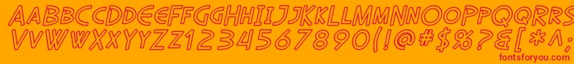 SfDiegoSansOutlineOblique Font – Red Fonts on Orange Background