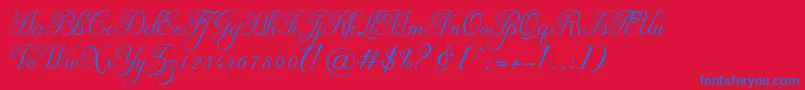 OliviaRegular Font – Blue Fonts on Red Background