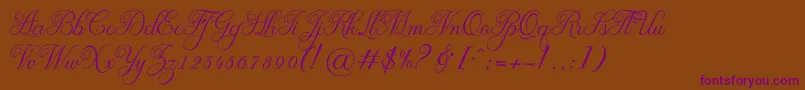 OliviaRegular Font – Purple Fonts on Brown Background