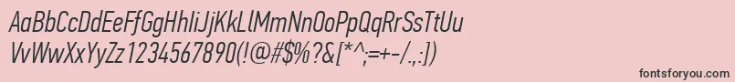 PfdintextcompproLightitalic-Schriftart – Schwarze Schriften auf rosa Hintergrund
