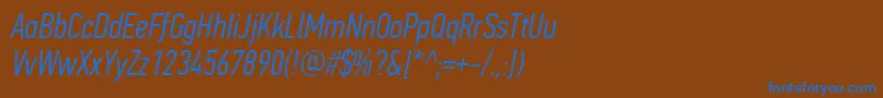 PfdintextcompproLightitalic Font – Blue Fonts on Brown Background