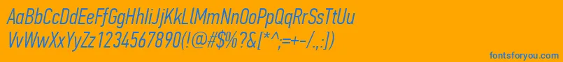 PfdintextcompproLightitalic Font – Blue Fonts on Orange Background