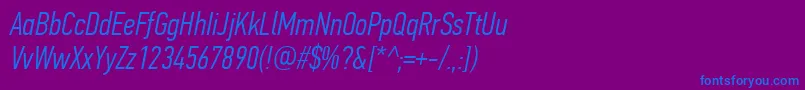 Шрифт PfdintextcompproLightitalic – синие шрифты на фиолетовом фоне