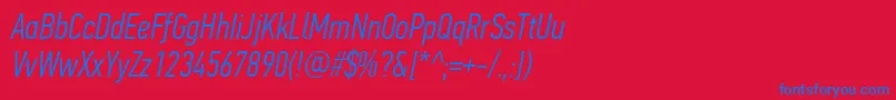 PfdintextcompproLightitalic Font – Blue Fonts on Red Background