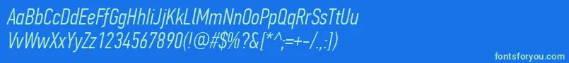 PfdintextcompproLightitalic Font – Green Fonts on Blue Background