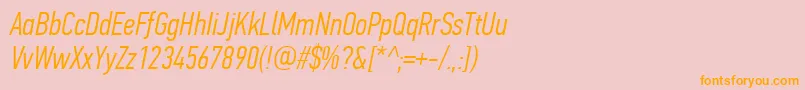 PfdintextcompproLightitalic Font – Orange Fonts on Pink Background