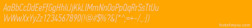 Czcionka PfdintextcompproLightitalic – różowe czcionki na pomarańczowym tle