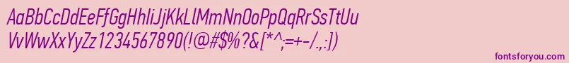 Шрифт PfdintextcompproLightitalic – фиолетовые шрифты на розовом фоне