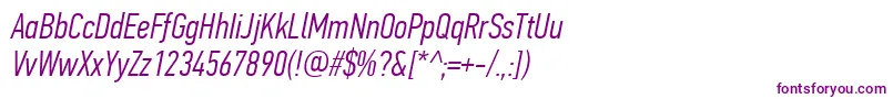 PfdintextcompproLightitalic Font – Purple Fonts on White Background