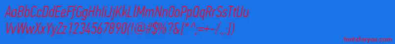 PfdintextcompproLightitalic Font – Red Fonts on Blue Background