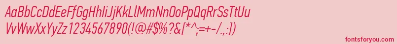 PfdintextcompproLightitalic Font – Red Fonts on Pink Background