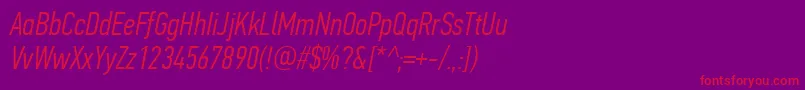 フォントPfdintextcompproLightitalic – 紫の背景に赤い文字