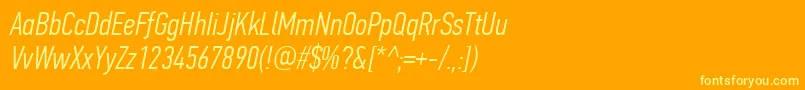 PfdintextcompproLightitalic Font – Yellow Fonts on Orange Background