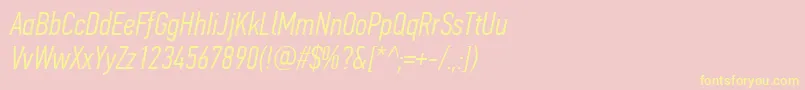 PfdintextcompproLightitalic Font – Yellow Fonts on Pink Background